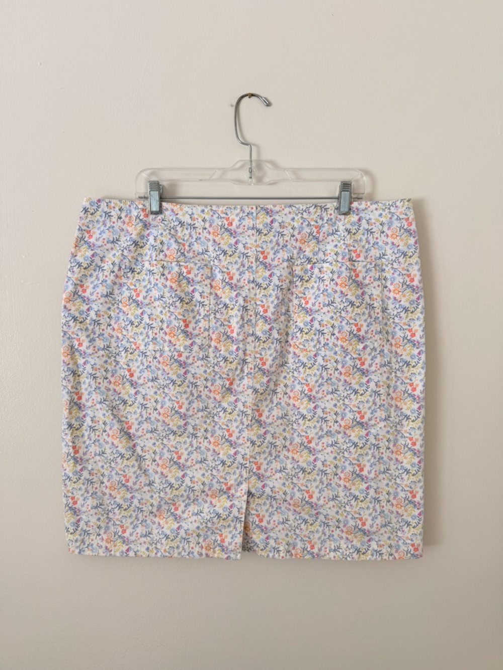 J. Jill Floral Print White Mini Skirt Size 18 Live-in Chino Spring Cotton Garden - Picture 4 of 10